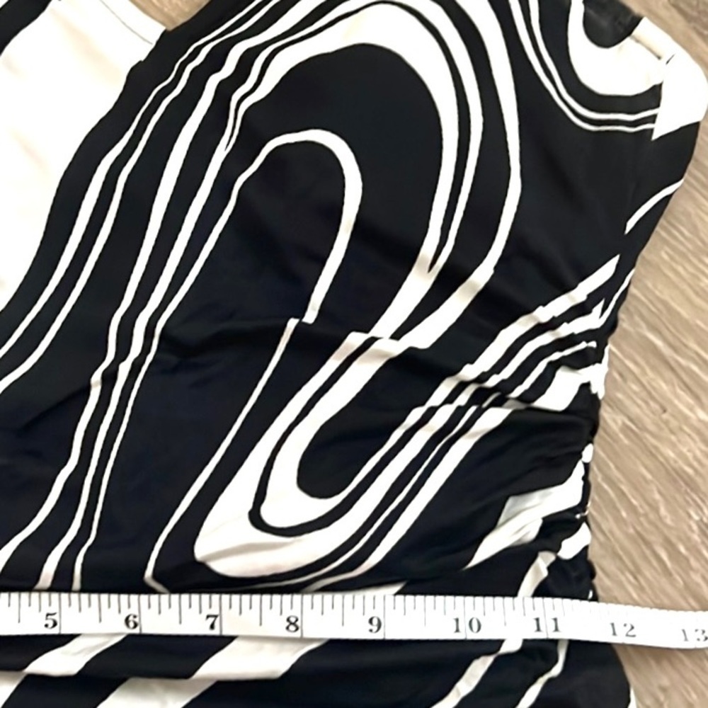 VTG,David Meister SILK!Black/White Swirled Lines,Stunning Black & White,Size S/4 - Picture 5 of 7